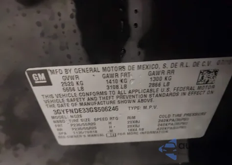 2016 Cadillac Srx Premium Collection from USA, damaged, VIN 3GYFNDE33GS506246